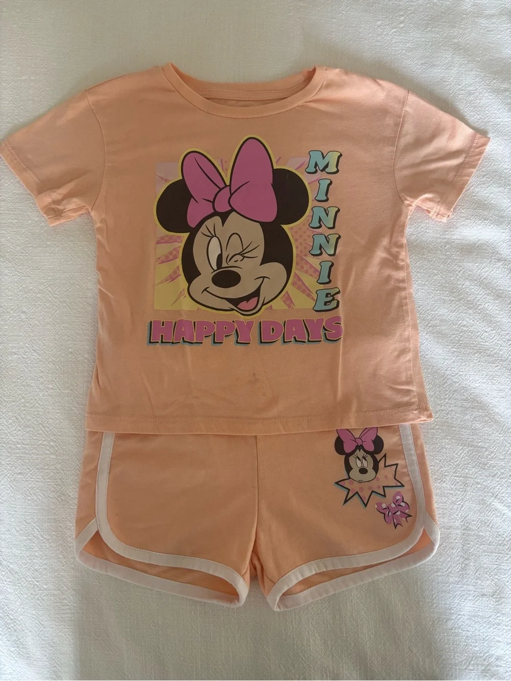 Disney Peach and Pink Minnie Mouse 'Happy Days' Kids Pajama Set